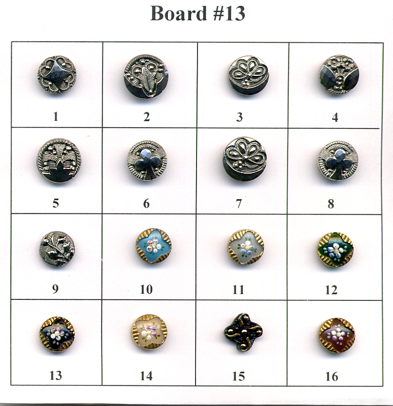 Antique Glass Buttons - Board #13