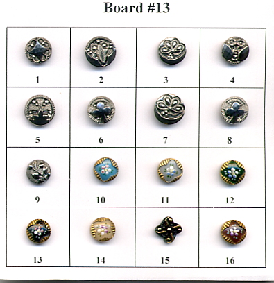 Antique Glass Buttons - Board #13