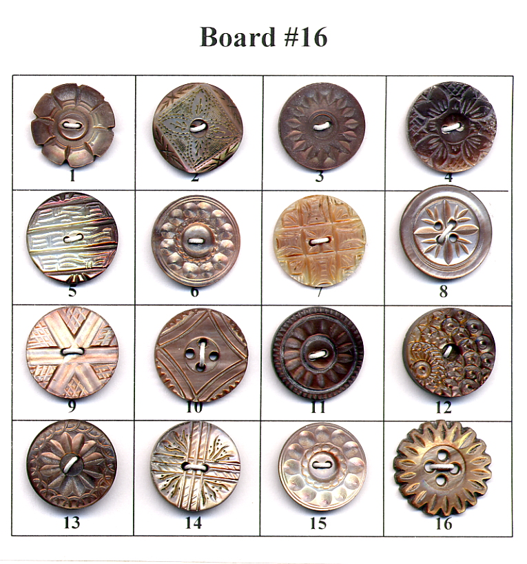 Antique Pearl Buttons - Board #16