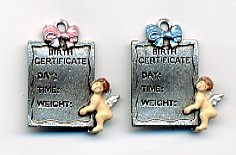 Birth Certificate Charm - Pink Only